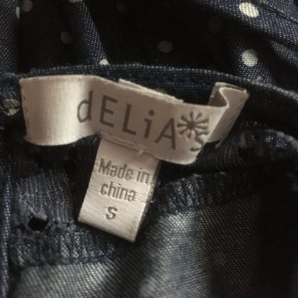 VTG Y2K dELiA*s Lace Cotton Blue & White Polka Dot Dress RARE Vintage Midi Mini - Picture 16 of 16